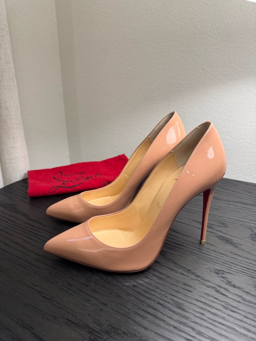 Christian Louboutin Pigalle 100 Patent Nude 38.5